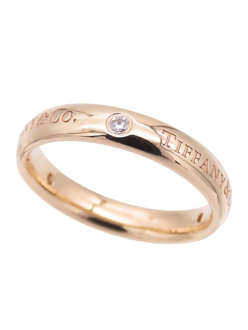 Tiffany & Co Band Ring Pink Gold 18k Diamond